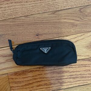 Prada Black Nylon Zip Toiletry Pouch/ Pencil pouch